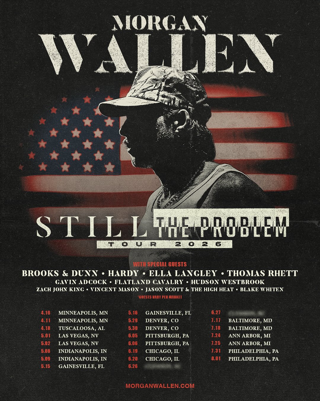 Hudson Westbrook Different Night Same Rodeo and Still The Problem Tour Poster 2026